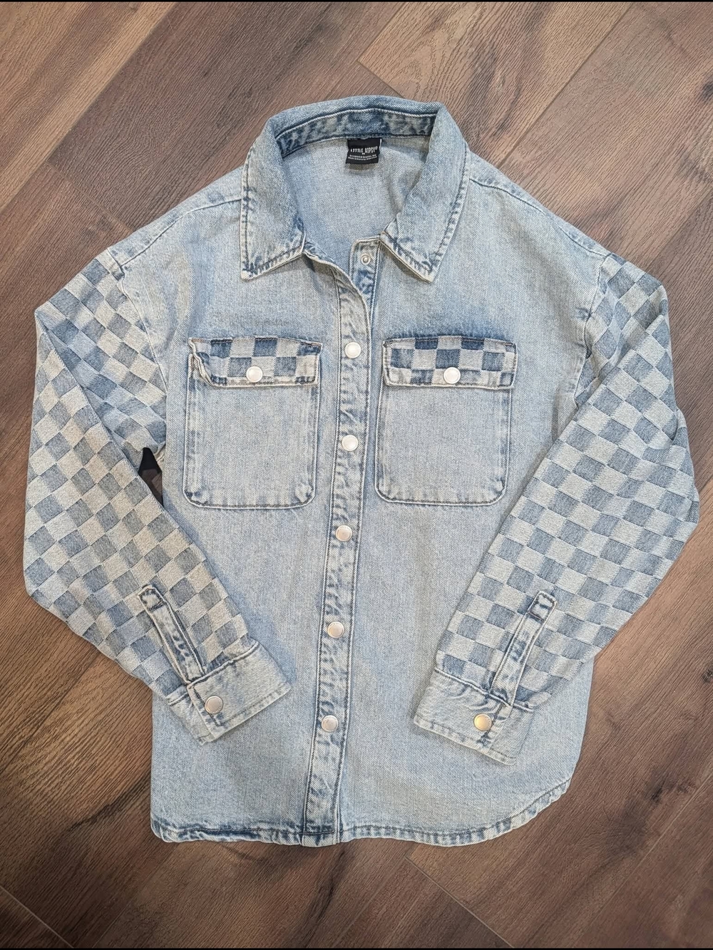 Little Bipsy Checkered Denim Button-Up Shacket